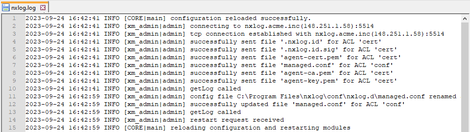 NXLog Agent logs