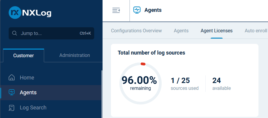 Monitor NXLog Agent licenses