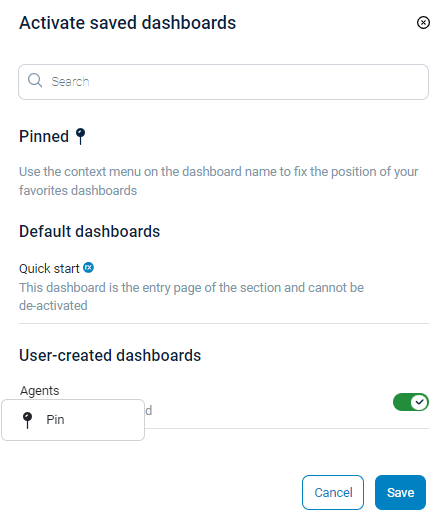 NXLog Platform - Pin dashboard