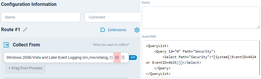 Filter events with QueryXML