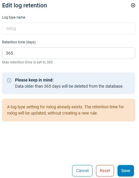 NXLog Platform editing a log type