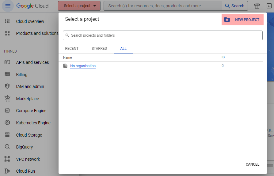 Create a Google Cloud project