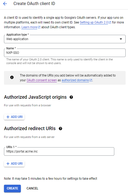 Google Cloud OAuth client ID