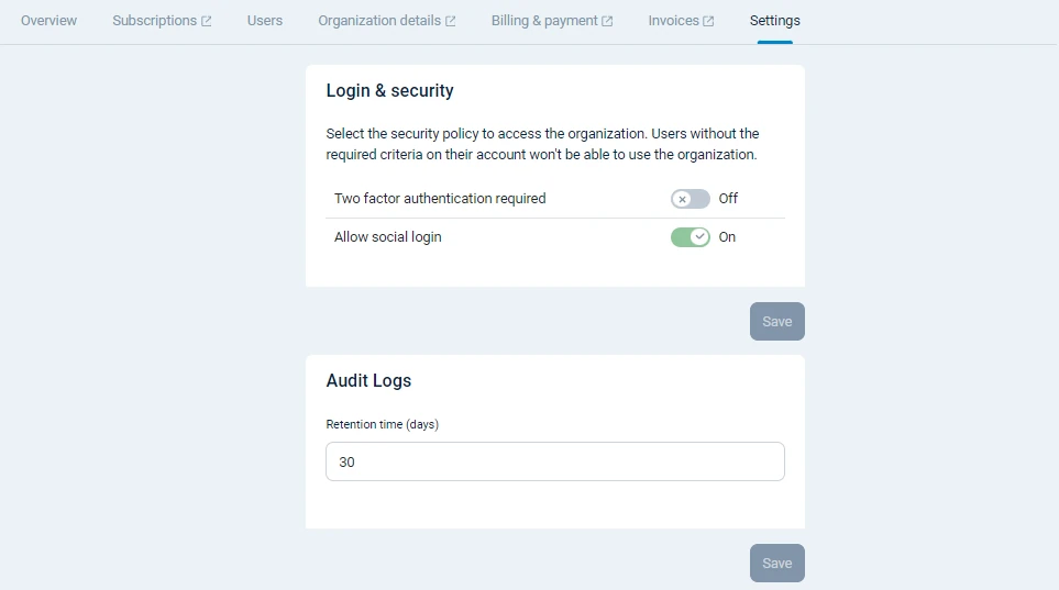 NXLog Platform organization details