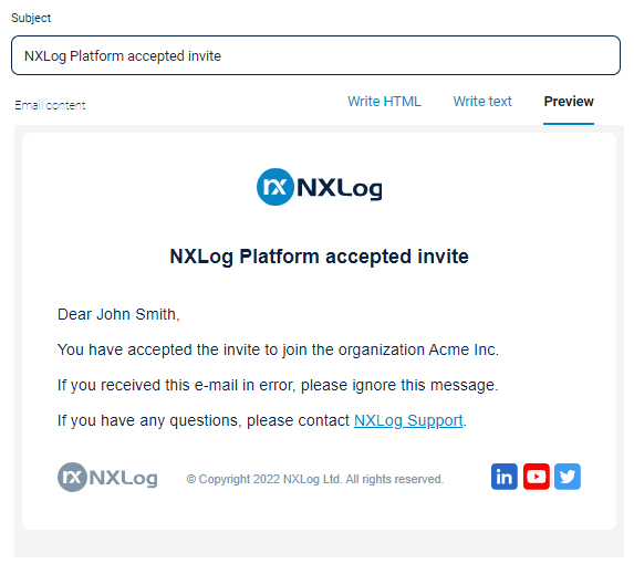 NXLog Platform email preview