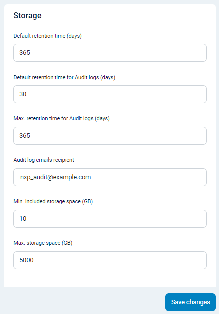 NXLog Platform storage settings