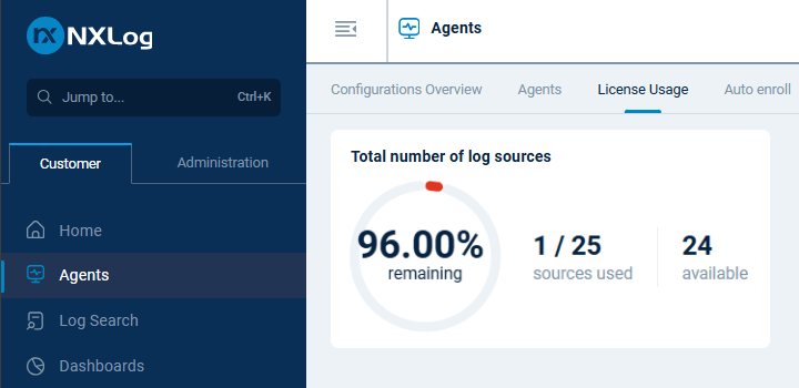 Monitor NXLog Agent licenses