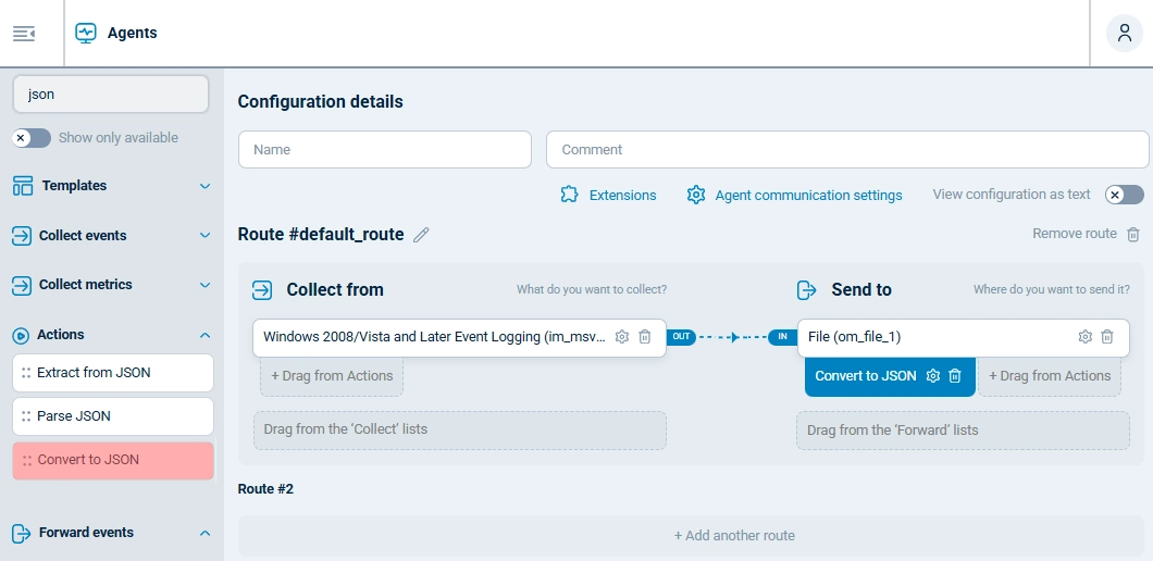 Configure JSON output