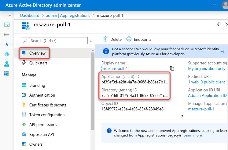 Microsoft Azure AD application overview