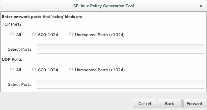 SELinux Policy Generation Tool, screen 3