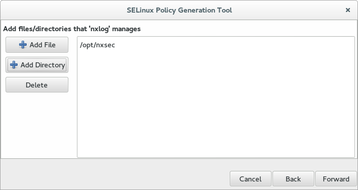 SELinux Policy Generation Tool, screen 5
