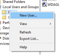 Users context menu