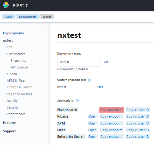 Elasticsearch API endpoint