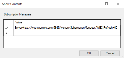 Windows Event Forwarding policy SubscriptionManagers